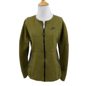 Nike Jacket Womens S Small Moss Black Tech Fleece Dropped Shoulders Full Zip